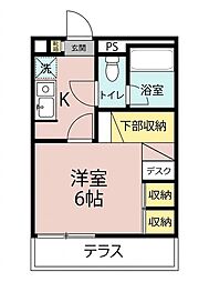 クレセント 1Kの間取図画像