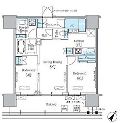 晴海フラッグ ポートヴィレッジ A棟 4階2LDKの間取り