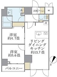 板橋区蓮沼町マンション 2LDKの間取図画像