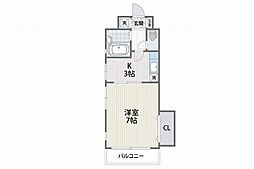 クロスステージ笹丘 1DKの間取図画像