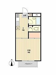 ハウス松園 2階1Kの間取り