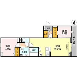 Noble raffiner戸塚東 A 2LDKの間取図画像