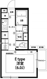 リブリサンフラワー 1Kの間取図画像