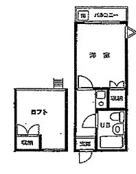 モンリヨン 2階1Kの間取り