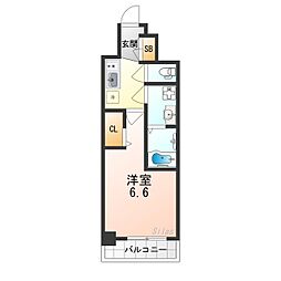 JR東海道・山陽本線 岸辺駅 徒歩3分の賃貸マンション 8階1Kの間取り