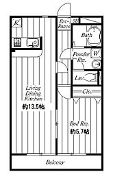 アムール etoile 1階1LDKの間取り