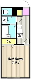 アムール市川 1Kの間取図画像