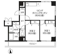 シティーコア鶴見 2LDKの間取図画像