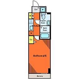 都営三田線 芝公園駅 徒歩2分の賃貸マンション 4階1Kの間取り