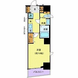都営大江戸線 門前仲町駅 徒歩4分の賃貸マンション 2階1Kの間取り