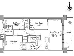 コンフォリア・リヴ八坂富士見 3階3LDKの間取り