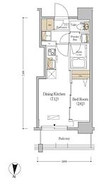 URBANEX市谷本村町 1DKの間取図画像