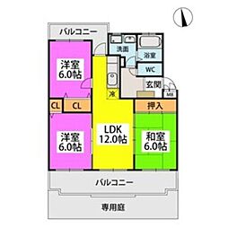 フレア水城 3LDKの間取図画像