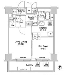コンフォリア春日富坂 9階1LDKの間取り