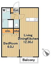 レジデンスK 1LDKの間取図画像