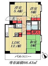 グロースメゾン海神A棟 3LDKの間取図画像