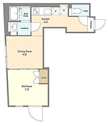 EXAM西小山 3階1DKの間取り
