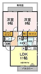 ラミアカーサお花茶屋 1階2LDKの間取り