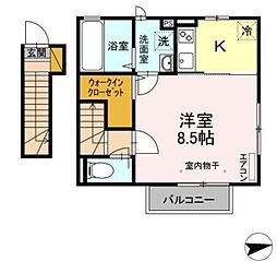 ＳＡＫＵＲＡ ＴＥＲＲＡＣＥ 2階1Kの間取り