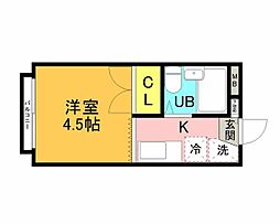 リザ・西八王子 2階1Kの間取り