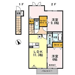 ミラモンテ1 2LDKの間取図画像