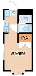 沢井コーポ 2階1Kの間取り