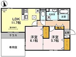 Osaka Metro長堀鶴見緑地線 鶴見緑地駅 徒歩10分の賃貸アパート 1階2LDKの間取り