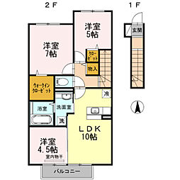 エクレラージュ　II 2階3LDKの間取り