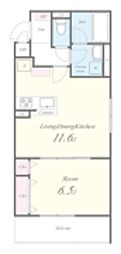 尼崎市南武庫之荘2丁目アパート 1LDKの間取図画像