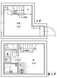 RSC西早稲田 1階1DKの間取り