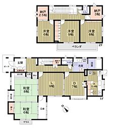 神戸市北区北五葉1−11−14貸家 2階5SLDKの間取り