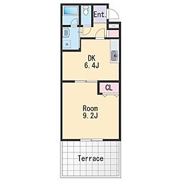 セゾン湊 1階1DKの間取り