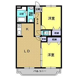 アスアマンション中大久保 2LDKの間取図画像