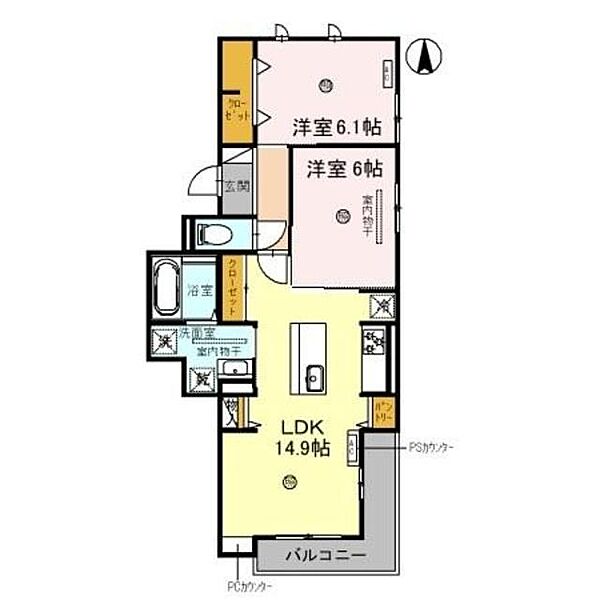 ＣＯＭＵ　ＴＥＲＲＡＣＥ ｜和歌山県和歌山市北田辺丁(賃貸アパート2LDK・2階・63.35㎡)の写真 その2