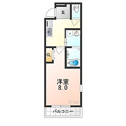 フジパレス吉田ノース 1Kの間取図画像