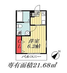 市川市南八幡1丁目アパート 1Kの間取図画像