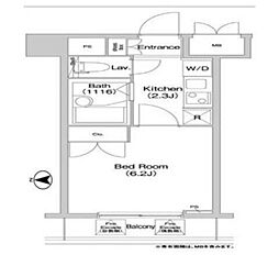 コンフォリア芝浦キャナル 1Kの間取図画像