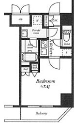 ハーモニーレジデンス早稲田夏目坂 12階1Kの間取り