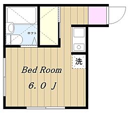 ユーハイツ 1階ワンルームの間取り
