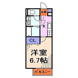 アムール奏 1Kの間取図画像