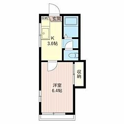 グランメール 1階1Kの間取り