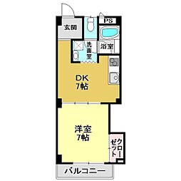 カナルシャトーD7 1DKの間取図画像