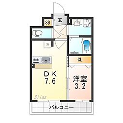 ファステート京都ステーションウォズ 7階1DKの間取り