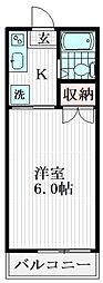 セト若林パート2 2階1Kの間取り