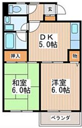 サンライズマンション小平 4階2DKの間取り