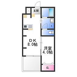 エヌエムキャトフヴァントゥレーズノース 3階1DKの間取り