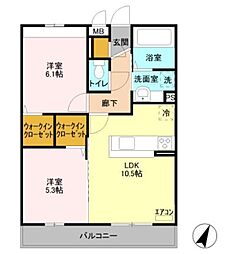 ポッソヴィラージュ2 2LDKの間取図画像