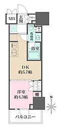 ルフォンプログレ元浅草マークス 1DKの間取図画像
