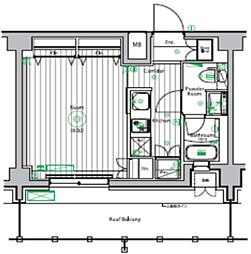 メイクスデザイン三宿 4階1Kの間取り