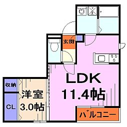 メゾンドソレイユE 1LDKの間取図画像